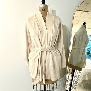 WVN Women’s Modal & Organic Cotton Cream Belted Sweatshirt Sz S EUC